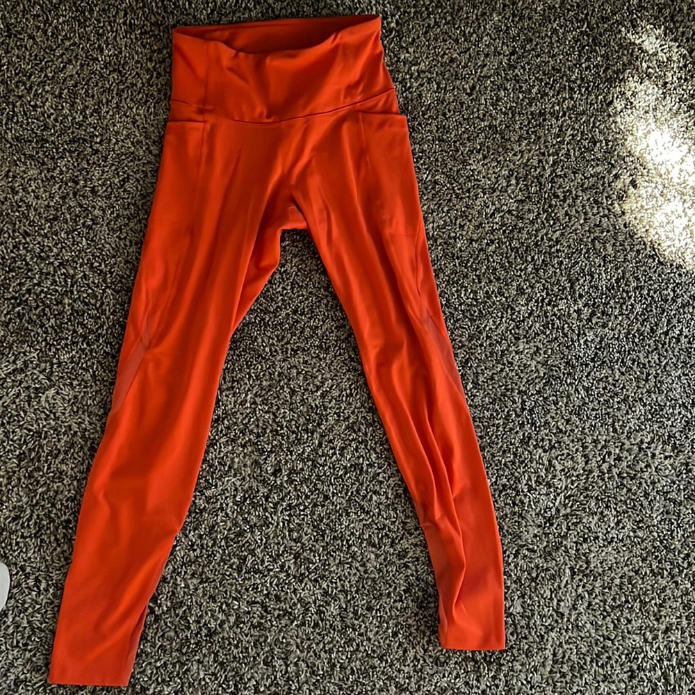 Orange Mesh & Pocket Leggings